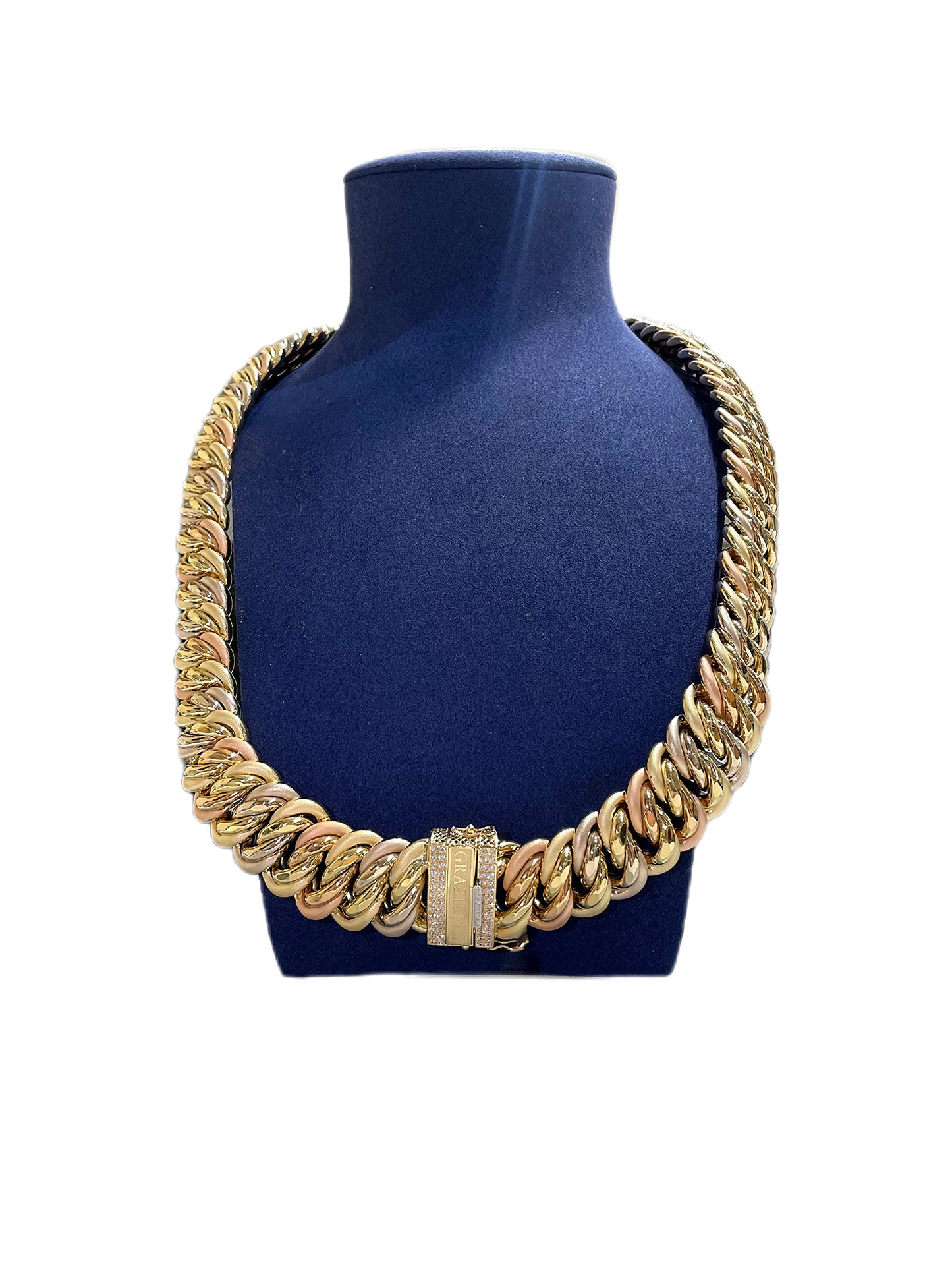 Collier maille américaine 3 ors Graziella 26mm