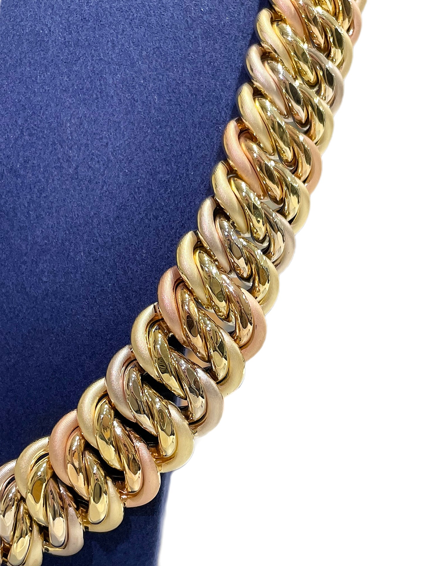 Collier maille américaine 3 ors Graziella 26mm