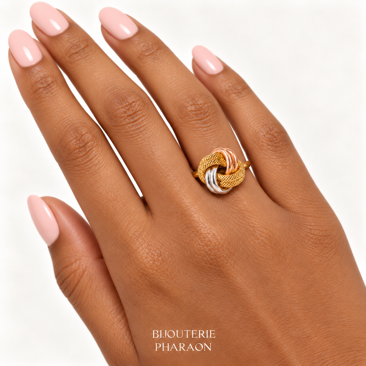 Bague noeud 2 fils 3 ors
