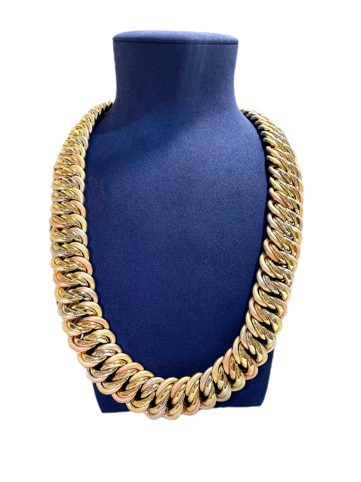 Collier maille américaine 3 ors Graziella 26mm