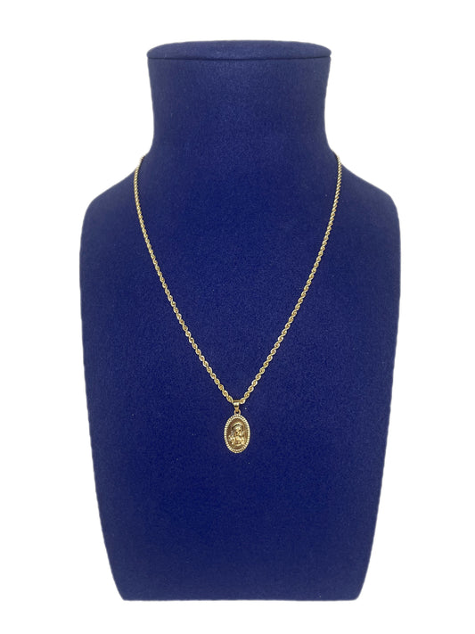 Collier corde pend vierge oval