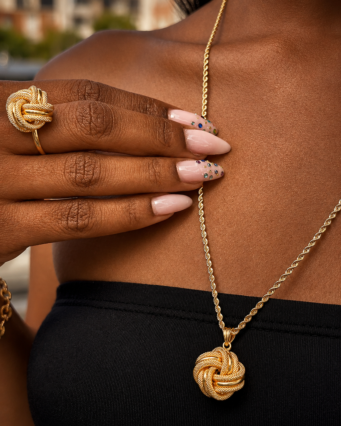 Collier corde pend Noeud