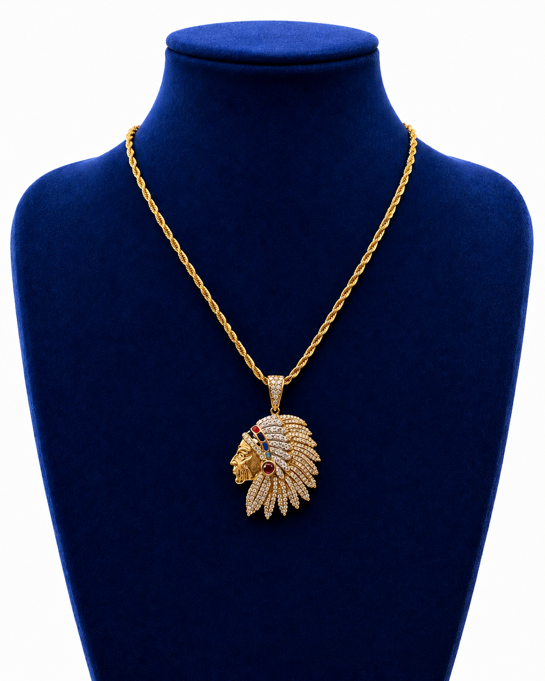 Collier corde pend tête indien L