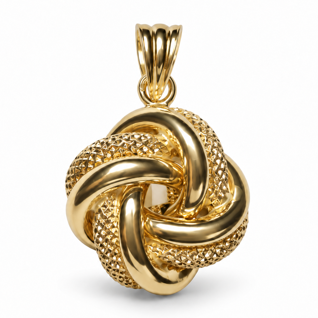Pendentif noeud lisse piqué 15mm